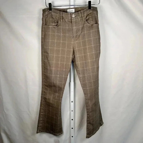 FRAME Le Crop Mini Boot Size 29 Jean Nectarine Plaid - Picture 4 of 7